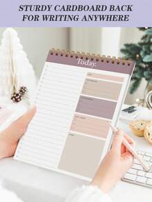 Trees 1pc B5 Size 365 Days Undated To-Do List Planner Notebook, With Checkboxes To Mark Task Priority And Notes, Suitable For Office, Home, School, Desktop Decor, Gift For Women, Teachers, Mothers - Mocha Brown - View 4
