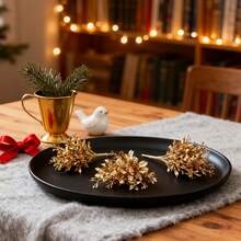 1/3/5PCS Artificial Small Golden Leaf Bouquet, Diy Flower Wreath Material, Wedding Decoration, Home Decoration, Valentine's Day Gift, New Year's Gift, Candy Box Packaging, Birthday Party Cake Decoration Material, Home Office Holiday Decoration, Dining Table Decoration, Farmhouse Christmas Center Piece Kitchen Dining Table Decoration, Autumn Home Decoration, Winter Decoration, Halloween Decoration, Christmas Decoration, Birthday Gift