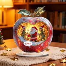1pc Christmas Desktop Ornaments, Santa Claus Red Apple Party Supplies, Living Room Bedroom Home Decoration, Office Desktop Ornaments, Christmas Gifts 2D Acrylic - Multicolor - View 4