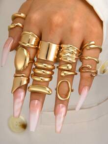 6/8/14/20pcs Set Minimalist Cute Chic Flower Rings, Asymmetrical Multi-Element Fashion Jewelry, Party/Birthday Gift, Daily Accessory