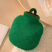 Wärmflasche, geeignet für Winterwärme, Plüsch-Wärmflasche mit heißer Kompresse, tragbarer Handwärmer für Studenten mit abnehmbarem und waschbarem Stoffbezug - Grün - Übersicht 6