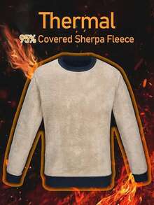 男士休闲保暖圆领运动衫，秋冬