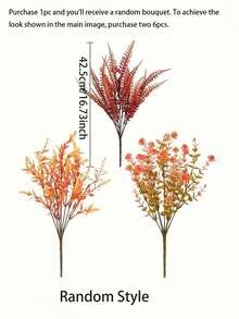 6 件鲜艳的秋季南瓜人造花，秋季南瓜人造花 - 防紫外线逼真的秋叶，具有鲜艳的橙色/黄色/棕色/红色色调，耐用塑料适用于家庭和户外装饰，感恩节万圣节圣诞节婚礼和订婚中心装饰，秋季装饰