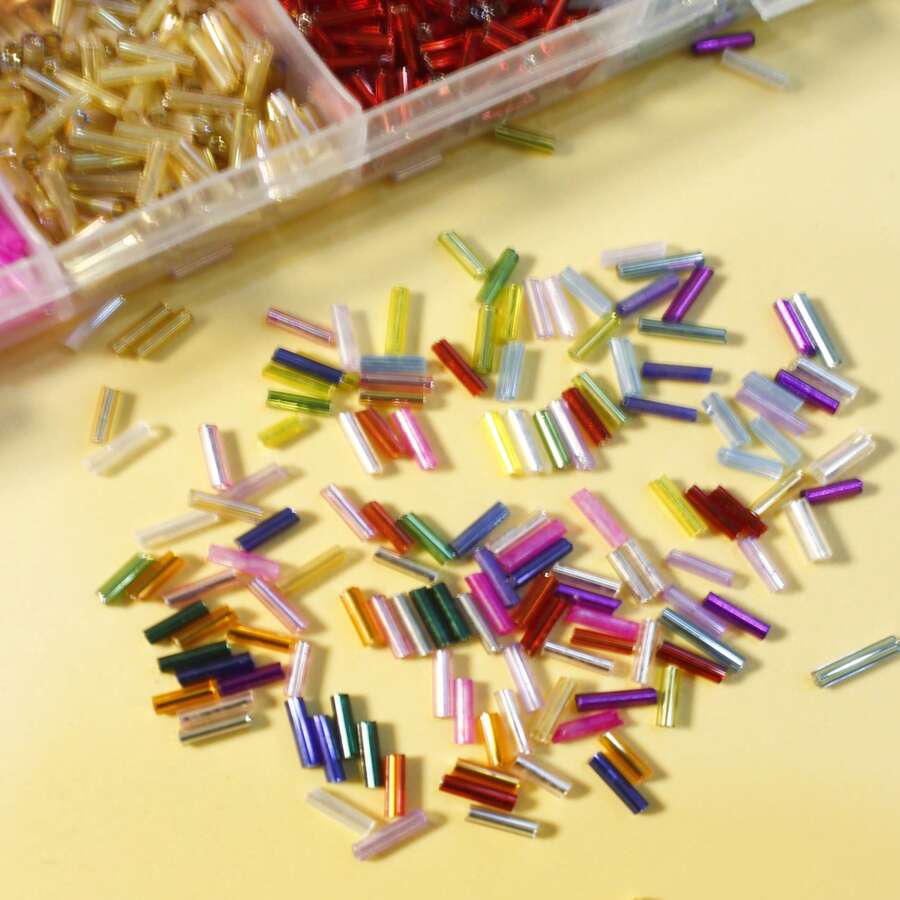 50 جرام/100 جرام من الخرز الزجاجي البلوري الملون اللامع بقطر 2*6 ملم، مستلزمات صنع المجوهرات والعقود والأساور DIY