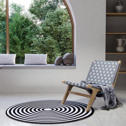 Alfombra redonda estampada vintage de estilo minimalista - tonos oscuros, alfombra de pelo plano lavable con reverso antideslizante, suave y agradable para la piel, fácil de mantener, adecuada para oficina, comedor, dormitorio, dimensiones 120*120cm