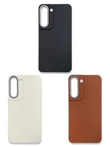 3件套奢华皮革纹理手机壳，兼容/Galaxy，黑色、棕色、米色 - 彩色 - 查看 17