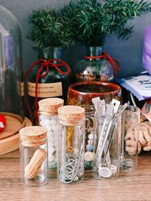 6 pièces/30 mm Bouteilles capsules à bouche droite en bois, petites bouteilles en verre avec bouchons en bois, bouteilles réglementaires transparentes, bouteilles décoratives artisanales, bouteilles de rangement pour cadeaux, mini bouteilles en verre, petites bouteilles.