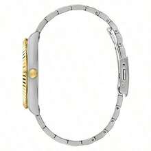 Guess Reloj de cuarzo analógico clásico y elegante para hombres con pantalla de día/fecha, esfera negra redonda y correa de acero inoxidable bicolor plateada y dorada, adecuado para uso diario de negocios, regalo de cumpleaños para hombres - Negro a - Ver 8