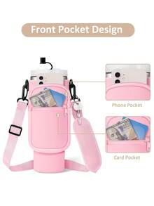 1PC Water Bottle Carrier Bag With Phone Pocket,Suitable For 40/30 Oz Tumbler With Handle With Adjustable Strap Bollus,Key Hook,Suitable For Hiking Travelling Camping Sports Water Bottle Case Insulated Bag Crossbody