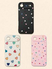 3个装心形图案软硅胶手机壳，多巴胺设计，兼容和Galaxy手机，11、13、14、15、16/16 Pro/16 Plus/16 Pro Max，国际版，非国内版 - 彩色 - 查看 38