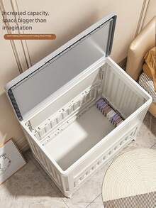 1个可折叠大容量带盖储物盒，适用于卧室、衣橱、衣柜和客厅；优质便携式塑料收纳盒，可存放被子、衣物、玩具、床上用品及其他杂物；坚固耐用的可移动储物盒，带盖设计，防尘、节省空间、方便取用，助您轻松整理家居；是季节性清洁和日常收纳的理想之选。