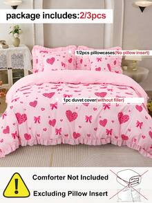 2/3件套浪漫法式风格被套套装，包含1件被套和1/2个枕套，柔软透气，时尚豹纹蝴蝶结装饰，适合卧室和宿舍，适用于单人床、双人床、大号床、特大号床，通过Oeko-Tex认证 - 彩色 - 查看 5