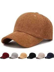 1pc Unisex Corduroy Beanie Cap With Leather Patch, Japanese Style Solid Color Dome Hat, Retro Tang Hat For Men And Women, Casual Korean Style For Fall And Winter - A - View 13