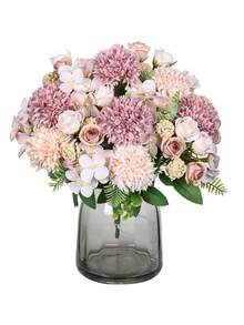 1/3/80PCS Artificial Flowers Rose Bouquets Hydrangea Peony, Artificial Flowers Fake Plant For Winter Decorations, Birthday Gifts, Holiday Essentials, Bedroom Decorations, Room Decorations, Home Decorations - Light Brown - View 7