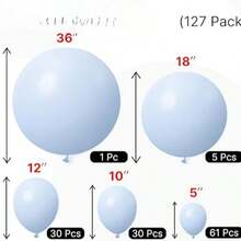 127pcs Balloons,  Balloons Different Sizes Pack Of 36 Inch 18 Inch 12 Inch 10 Inch 5 Inch Balloons For Balloon Garland - Trending, Best Seller, New Arrival, Party Supplies, Elegant Decor, Party Decoration, Wedding & Birthday - 淺藍色 - 查看 2