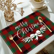 Set de 1/4/6 piese de șervețele imprimate cu tematică de Crăciun, imprimeu modern din fibră de poliester pentru bucătărie/masă, potrivit pentru decorarea de Crăciun în restaurante și bucătării.