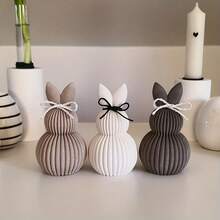 DIY Resin Mold Striped Double Ball Rabbit Figurine Mold, Candle Mold, Fragrance Decor Home Gypsum Display Stand Silicone Mold