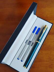 [Customized] Personalized Engraved Metal Business Office Ball Pen Gift Set With Refill, 2pcs, High Quality Ballpoint Pen For Daily Writing, Signature, Birthday, Father's Day, Thanksgiving, Christmas, Gift For Friends, Relatives, Leaders, Colleagues Back To School - Multicolor - View 48