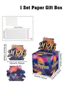 1 طقم صندوق سحب النقود لألعاب نارية لرأس السنة الجديدة، صندوق ورقي لسحب النقود مع 30 كيس أوبي للهدايا النقدية، ديكور لأجواء رأس السنة الجديدة، ديكور حفلة رأس السنة الجديدة 2026، ديكورات رأس السنة الجديدة، احتفالات رأس السنة الجديدة