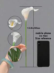 50支/30支/20支/10支/22支/18支/5支/1支 白色仿真花，丝绸马蹄莲和百合，13.4英寸，适用于母亲节、复活节、家居、厨房、婚礼装饰 - 也适用于婚礼装饰、新娘背景道具、花束、胸花、腕花、婚礼拱门、派对装饰、礼品装饰、餐厅中心摆件 - 白色 - 查看 8