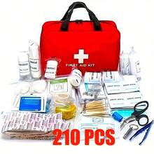 210pcs Portable First Aid Kit, Designed For Home Emergency Care. Suitable For Car, Office, Sports, Home, School And Travel Emergency Pack