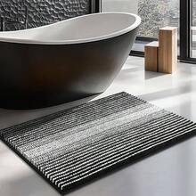 Large Bathroom Rugs Non Slip - Chenille Bath Shower Rug Soft Absorbent Bathmat - Bath Rug In Front Of Bathtub Sink Bathroom Floor - Quick Dry Washable - Beige 20x 47