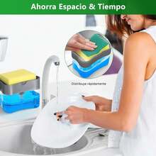 EstiloEMAGIE Dispensador de Jabón Cocina: Jabonera Despachador de Jabon Liquido para Trastes de Cocina Soap Dispenser con Esponja para Fregadero 380 MLVersión mejorada - 330 ml - Ver 10