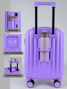 ANAC Standard Travel Carry-On Suitcase 10kg ABS Resistant | Double 360° Wheels Built-In Padlock USB Input Expandable Zipper Anti-Theft - 紫色 - 查看 2
