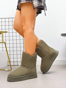 5cm Erhöhung Damen Outdoor Schneestiefel bis zur Mitte des Knöchels, warme Thermofütterung, rutschfeste Sohle, Winterstiefel für Damen