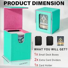 Magnetic Card Deck Box For TCG Storage, Holds 100 Double-Sleeved Cards - Green & Pink - View 9