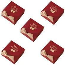5pcs Merry Christmas Square Candy Gift Box With Bowknot ,Perfect For Christmas Gift Wrapping,European Classic Candy Box,Party Decoration Supplies,High-Grade Cardboard Dessert Candy Gift Box, - Square Flip Box - View 13