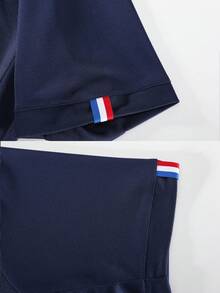 2pcs Customized Football Jersey, Men's Sports Suit, T-Shirt Set, Suitable For Football, Basketball, Summer, For Family, Breathable, Athleisure, Quick Dry - Navy Blue - View 4