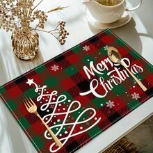 Set de 1/4/6 piese de șervețele imprimate cu tematică de Crăciun, imprimeu modern din fibră de poliester pentru bucătărie/masă, potrivit pentru decorarea de Crăciun în restaurante și bucătării.