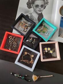 10 件防氧化透明珠宝展示盒、防氧化珠宝盒、防尘珠宝悬挂收纳盒、防氧化紧凑优雅珠子展示盒、宿舍收纳盒、多功能便携式珠宝收纳盒、适合商务旅行、3D 相册浮动框架、防氧化珠宝盒 - 黑色 - 查看 9