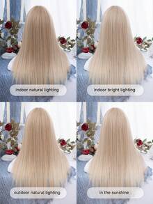 alicegarden 额头蕾丝 4 * 1，额头蕾丝直发假发，金色 30 英寸长直发假发，日常自然半编织，自然日常使用逼真假发