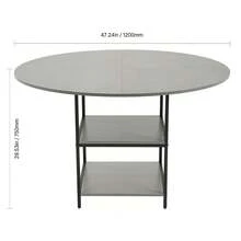 Round Dining Table, 47 Inch Wood Table For 4-6 Person, Modern Circle Dinner Furniture, Leisure Tables With Storage Shelf And Metal Legs, For Home Kitchen Living Room, Grey (Only Table) - Grey - View 10