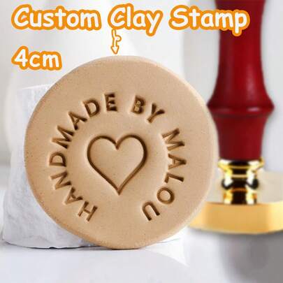 Carimbo de cerâmica personalizado de 4 cm, Carimbo de cerâmica personalizado em latão, Carimbo de nome personalizado em argila, Ferramentas para cerâmica, Carimbo personalizado em argila, Presente para o Dia das Mães
