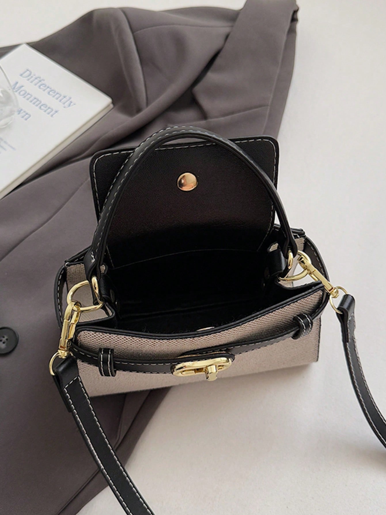 حقيبة يد صغيرة متعددة الاستخدامات بألوان متباينة ل...