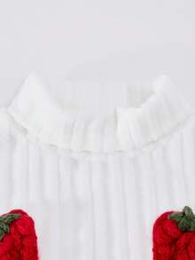 Conjunto de 2 piezas de top tejido con textura 3D de fresa dulce y encantadora y pantalones de pana roja para niñas jóvenes, perfecto para el campus diario, actividades al aire libre y fiestas en primavera, otoño e invierno - Blanco - Ver 7