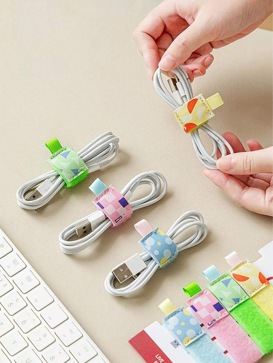 4pcs Colorful Cable Ties Organizer, Multi-Function Cord Wrap Fastener For Computer, Earphone, Data Cable Management