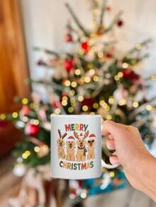 1pc 11 Ounce Ceramic Cup - A Mug With A Merry Christmas Golden Retriever, The Perfect Cup For Coffee Lovers, And An Ideal Holiday Gift For Thanksgiving, Birthdays, Or Christmas Parties. Multi Functional Tea Cups For Hot And Cold Drinks, Wedding Or Valentine's Day Gifts, Cute Winter Beverage Containers, Fun Household Kitchen Items - Christmas Decorations, Cute Dogs Wearing Christmas Hats! " - Multicolor - View 11