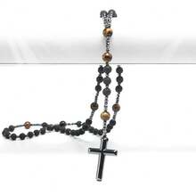 1pc Long Rosary Necklace With Cross Pendant, Women/Men's Necklace, Best Gift, Fashion Accessory