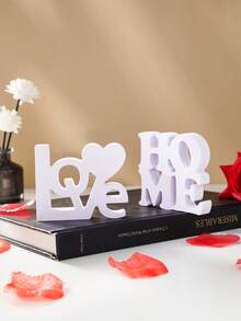 1pc White Double-Layer Love/Home Letter Decor, Modern Minimalist PVC Material Home Decor Letter Plaque, Suitable For Product Display, Office Desk, Home, Valentine's Day, Wedding Anniversary Decoration - White - View 7