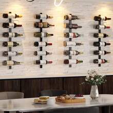 Xcosrack Estante de vino montado en la pared organizador de almacenamiento de vino desmontable 12 botellas Negro