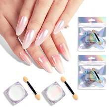 2Pcs Chrome Nail Powder For Gel Nails, Pearl And Aurora Powder Mirror Effect Pigment Pearlescent Mermaid Pigment Pearl Glitter For Home DIY Salon Use{"Color_name":"PearlandAurora"} - 皮爾蘭奧羅拉 - 查看 1