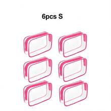 12/6 حقيبة شاطئ صيفية مجموعة أكياس مستحضرات التجميل الشفافة من البي في سي مع سحاب ومقبض، حقيبة سفر محمولة، حقيبة منظمة للرحلات والعطلات، ضروريات السفر، اكسسوارات السفر، حقيبة مستحضرات تجميل مقاومة للماء للسفر للحمام، سعة كبيرة للرجال والنساء