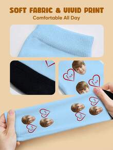 1 par de calcetines personalizables para niños - Personalizados con tu foto, calcetines coloridos y divertidos para niños y niñas, adecuados para 6-10 años, material suave y cómodo con puños elásticos, perfectos para uso diario