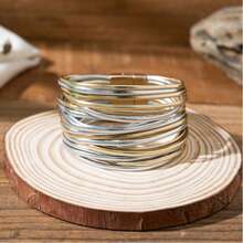1pc Boho Vacation Style Multilayer Contrast Magnetic Buckle Bracelet Unisex Rock Hippie Wide-Brimmed Disturbing Bangle Wrap Bracelet For Women