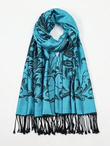 1pc Paisley & Cashew Floral Pashmina Jacquard Soft Bohemian Tassel Scarf Shawl Headwrap, Suitable For Daily Commute, Travel, And Outfit Decoration