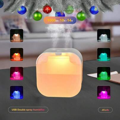 [Transparent View + Large Capacity + 7-Color Night Light] Desktop Quiet Humidifier, USB Portable Design, Water Level Visible, Atmosphere And Reassurance Maximized!